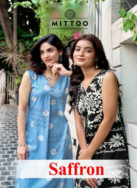 Saffron By Mittoo Rayon Printed Kurti With Bottom Wholesale Online